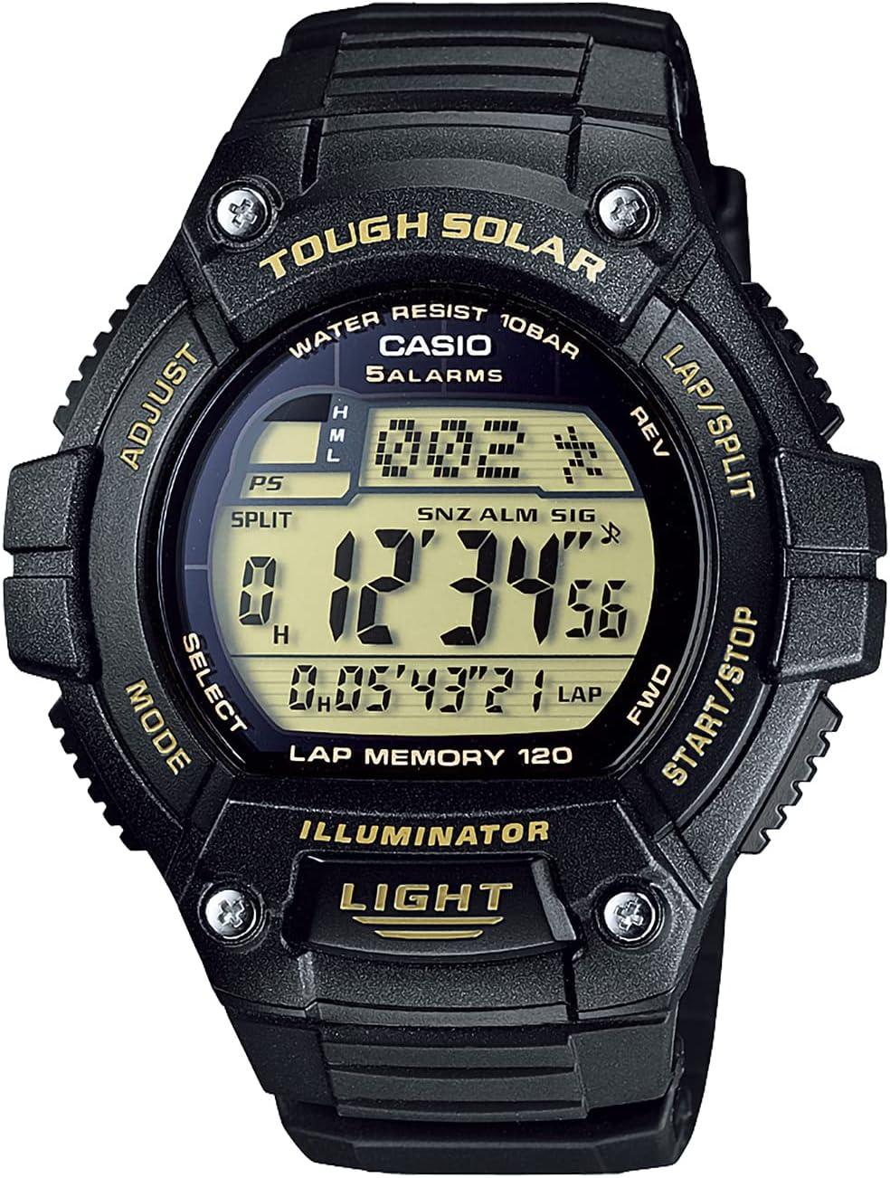 Casio W-S220 Watch - Black/Gold | Men's Solar Powered Timepiece