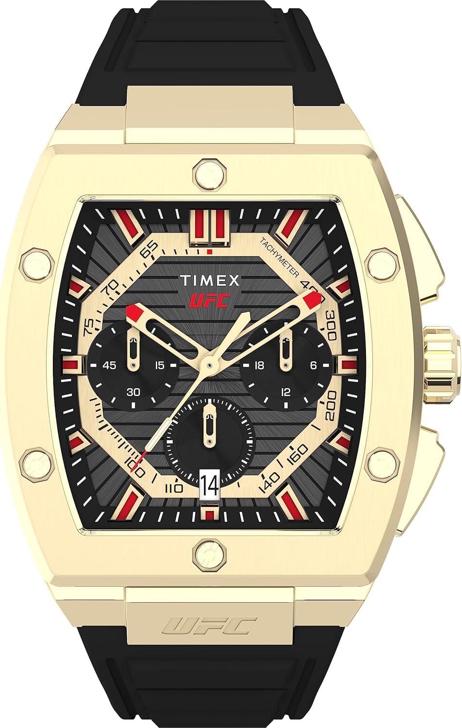 Timex UFC Men's Beast 51mm Watch - Black Strap Black Dial Gold-Tone Case