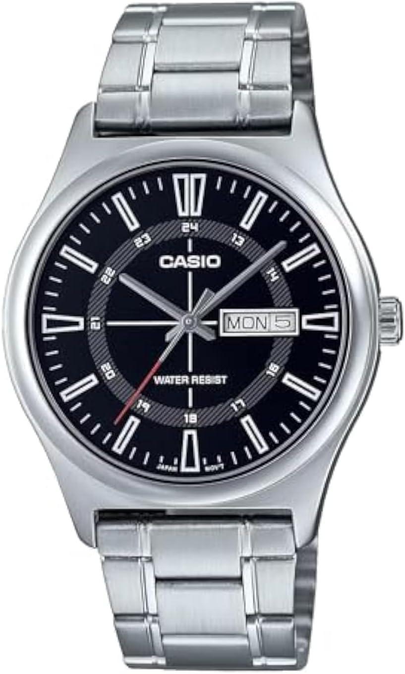 Casio MTP-V006D-1C Men's Stainless Steel 24 Hour Black Index Dial Watch