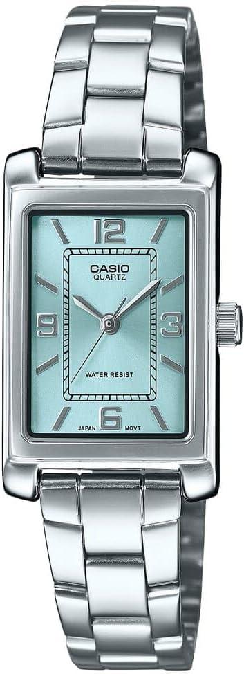 Casio LTP-1234DD-2A Women's Rectangular Classic Stainless Steel Blue Dial Dress Watch