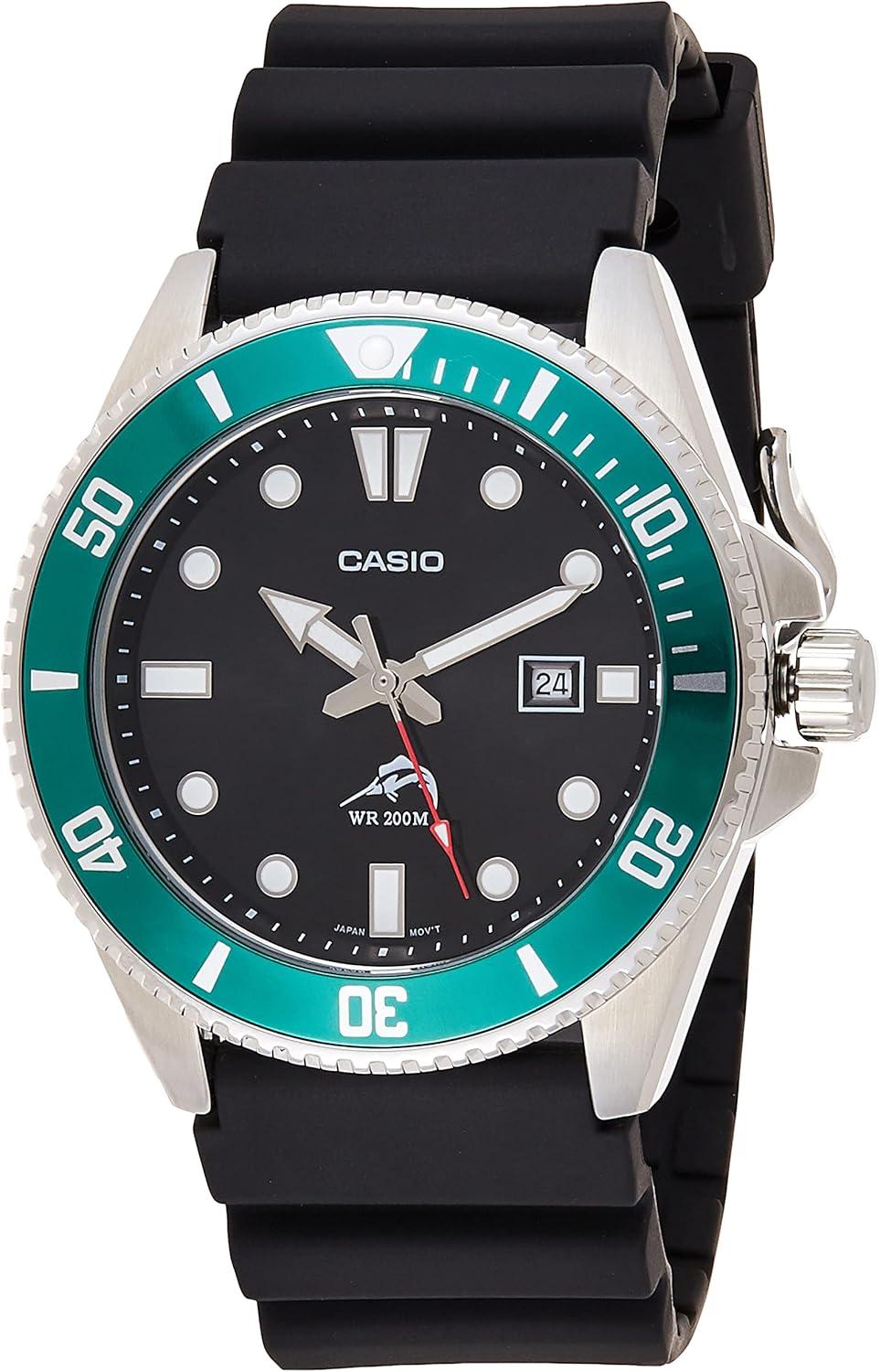Casio Men's Stainless Steel Quartz Sport Watch with Resin Strap, Black - Model MDV-106B-1A3VCF