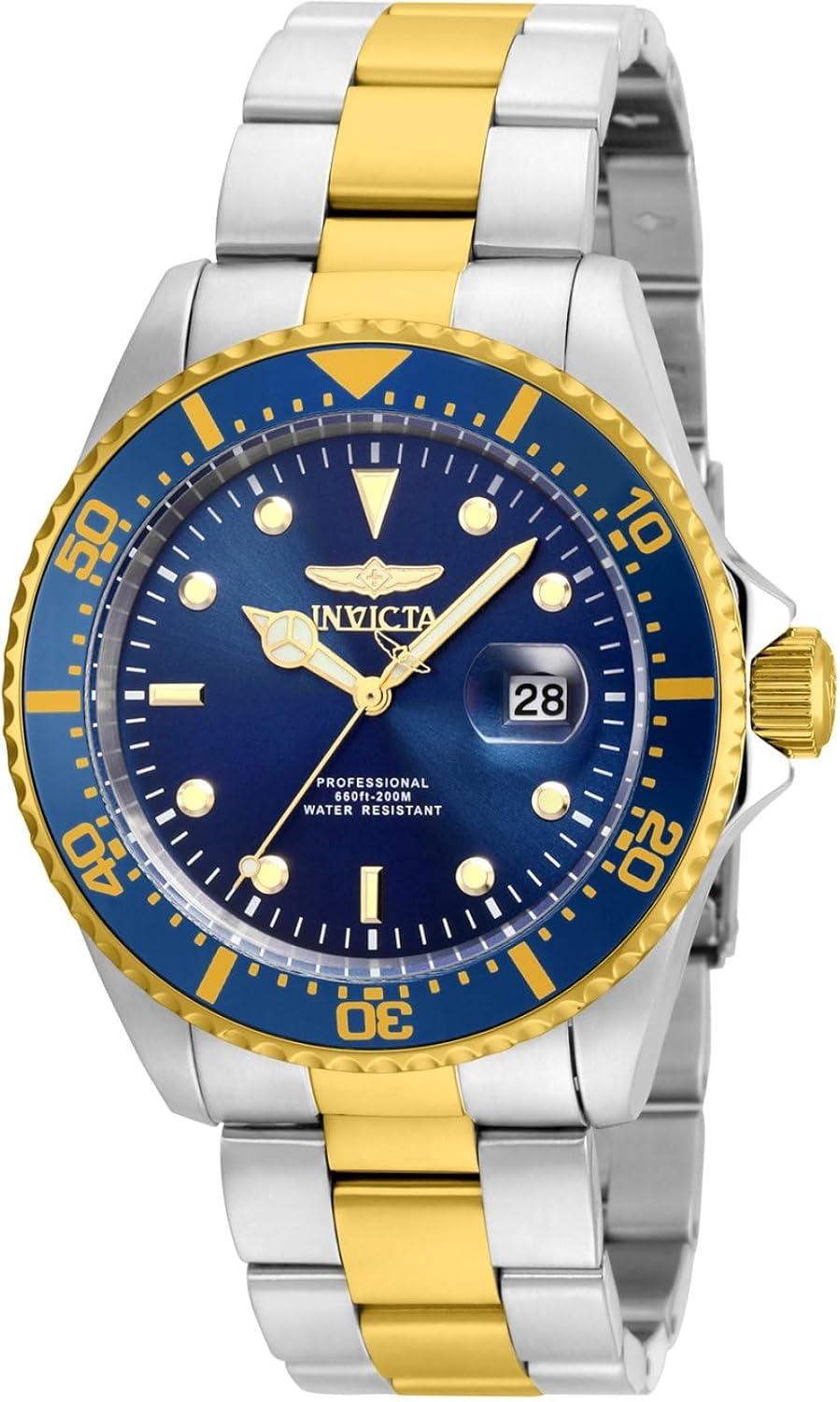 Invicta Men's Pro Diver Quartz Watch with Stainless-Steel Strap, Two Tone, 22