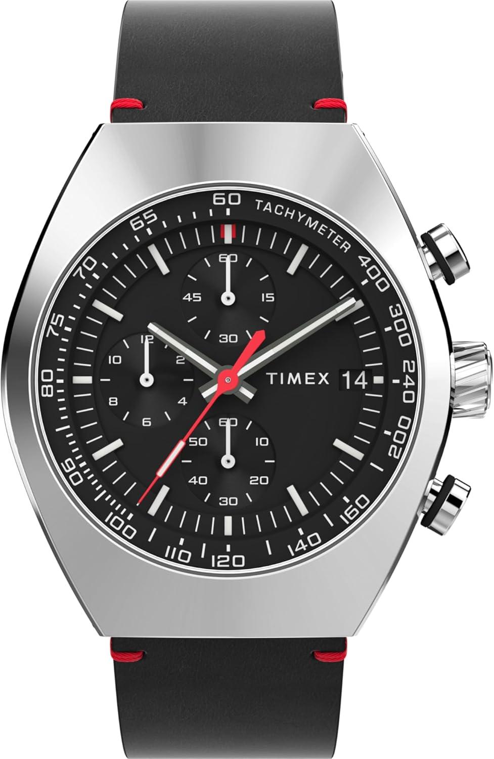 Timex Men's Legacy Tonneau 42mm Watch - Black Strap Black Dial Stainless Steel Case