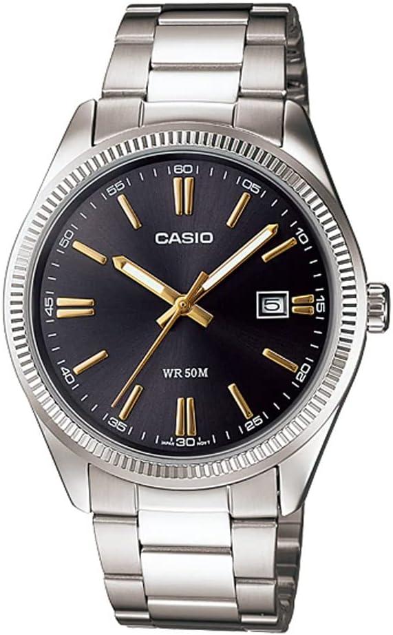Casio LTP1302D-1A2V Women's Enticer Fluted Bezel Stainless Steel Black Dial 3-Hand Analog Watch