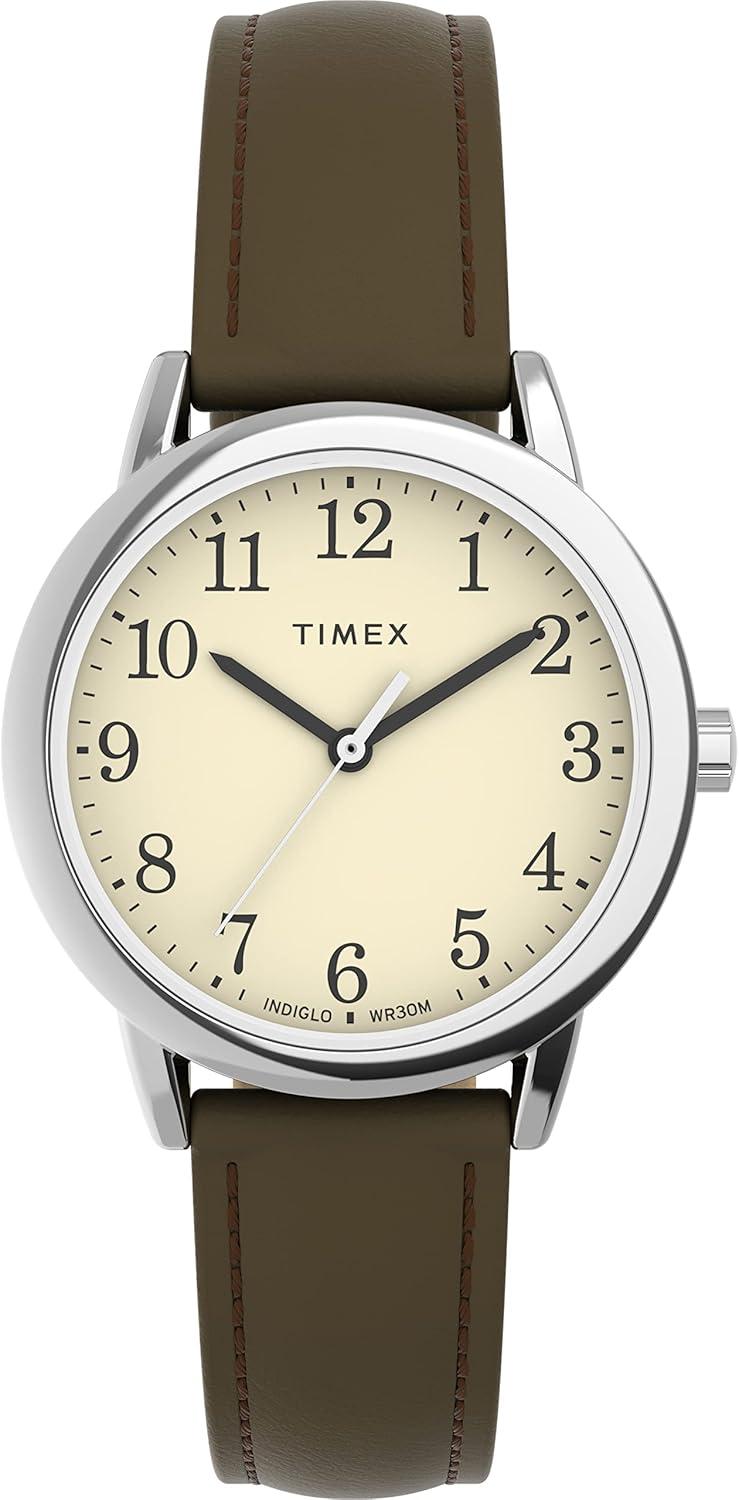 Timex Women's Easy Reader 30mm Watch - Brown Strap Cream Dial Silver-Tone Case