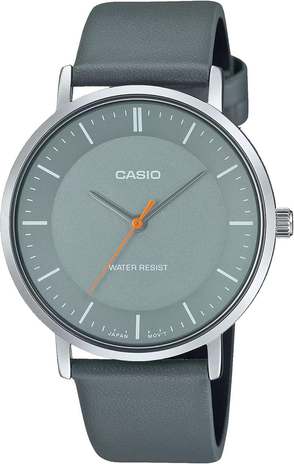 Casio MTP-VT04L-8E Men's Minimalistic Gray Leather Band Watch