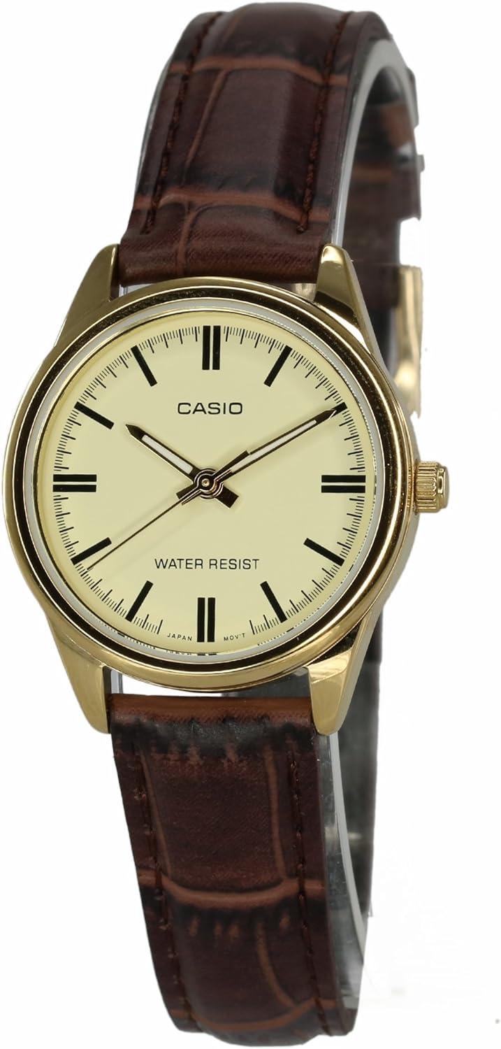 Casio Women's LTP-V005GL-9A Brown Genuine Leather Band Analog Watch