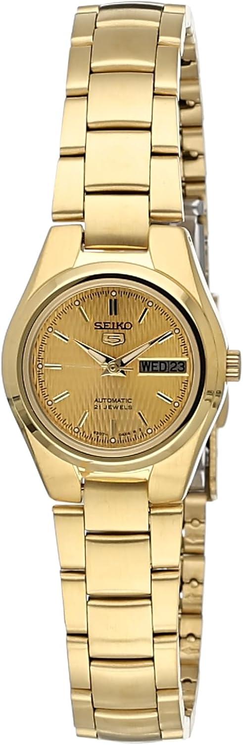 Seiko Women's SYMC18 5 Automatic Gold Dial Gold-Tone Stainless Steel Watch
