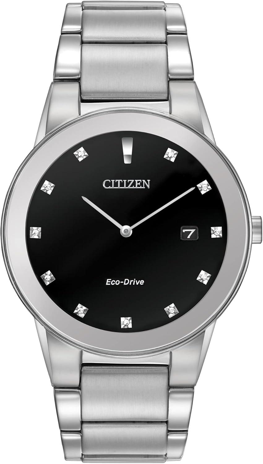 Citizen Men's Eco-Drive Modern Axiom Diamond Watch in Stainless Steel, Black Dial