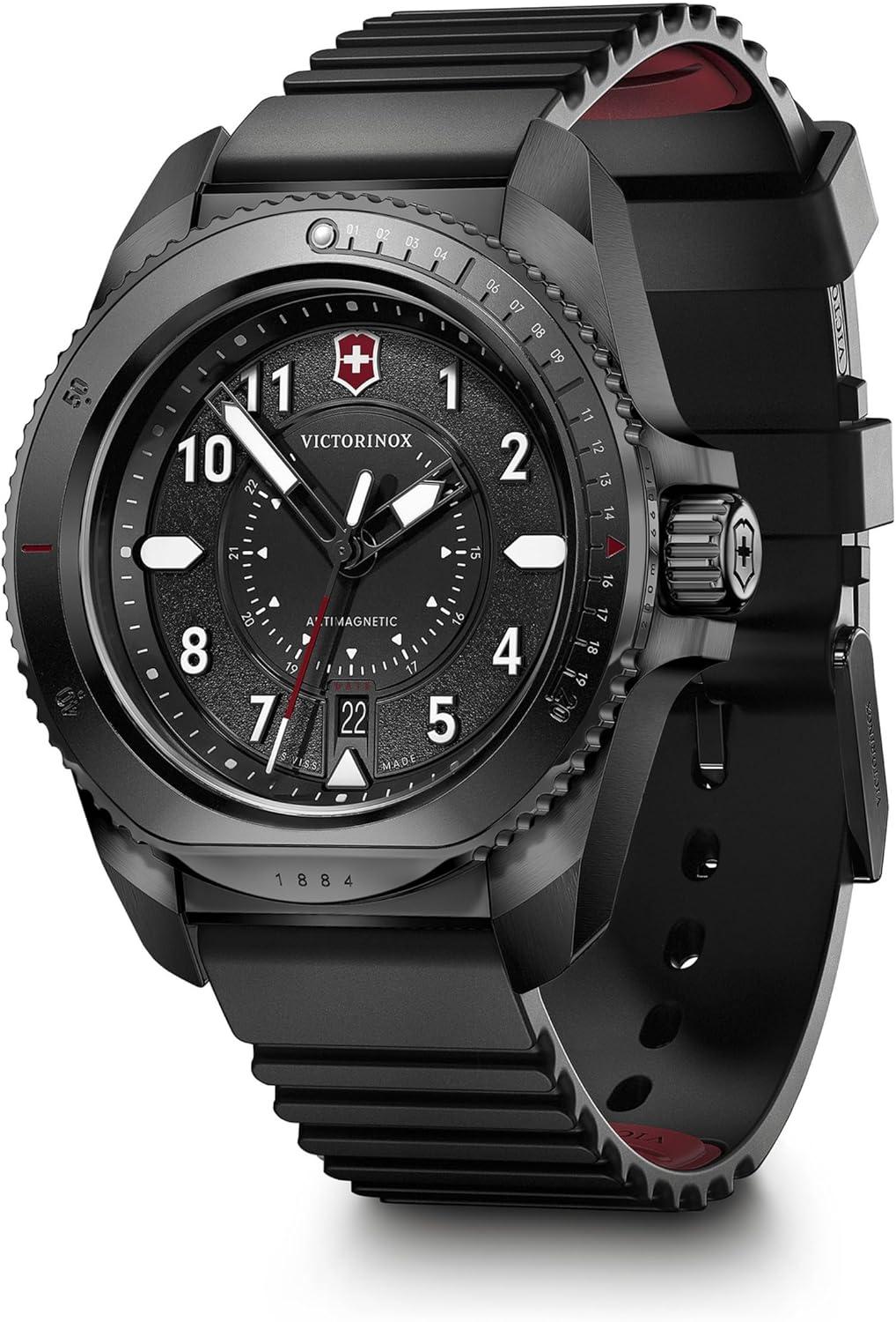Victorinox Journey 1884 Black Dial Black Rubber Strap Watch 43mm