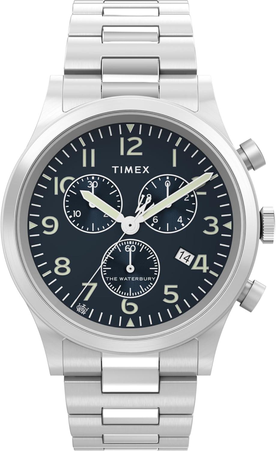 Timex Men's Waterbury Traditional 42mm Watch - Stainless Steel Bracelet Blue Dial