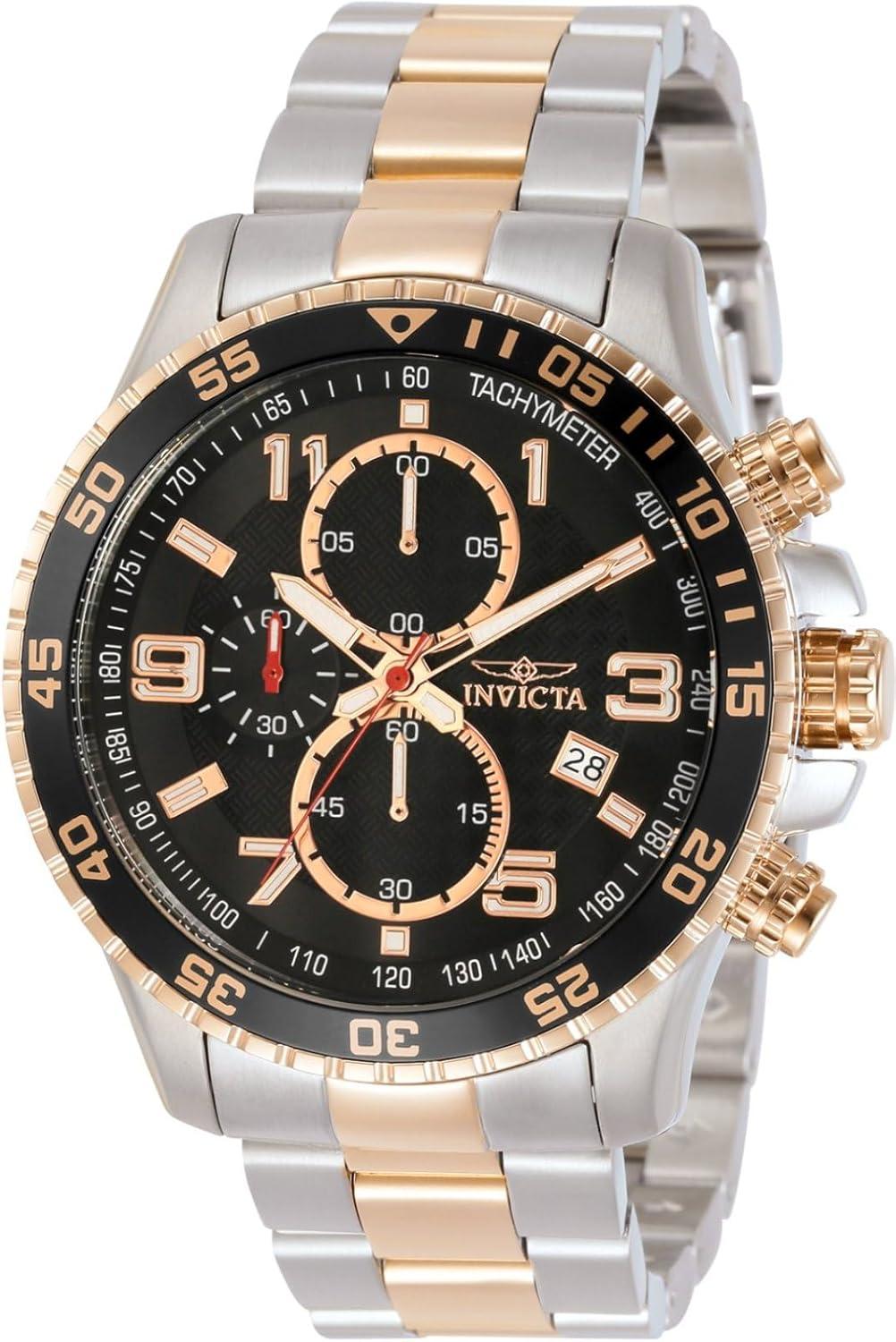 Invicta Men's 14877 Specialty Chronograph Black Textured Dial Two Tone Stainless Steel Watch