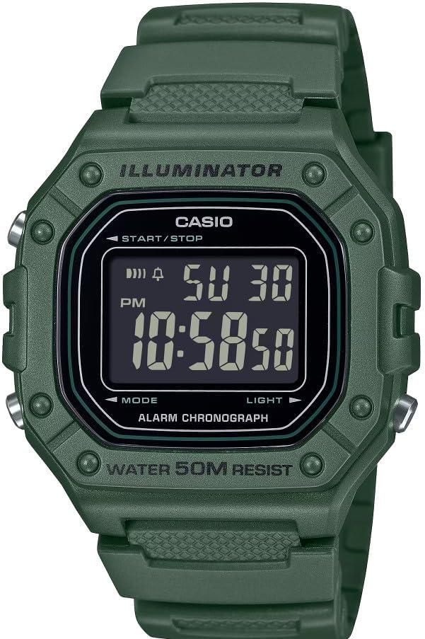Casio W-218H Series Green Digital Watch