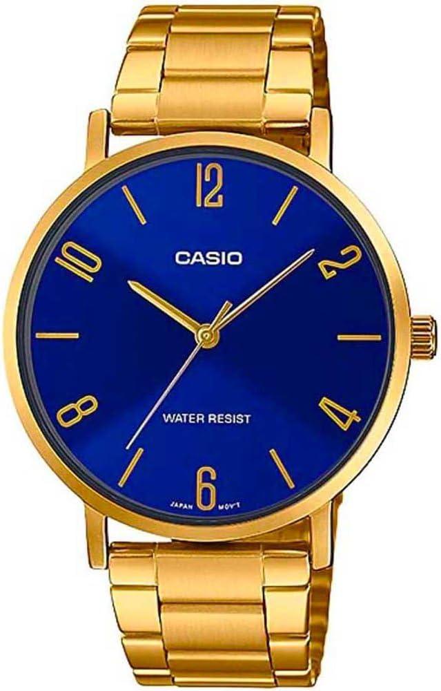 Casio LTP-VT01G-2B Women's Minimalistic Gold Tone Stainless Steel Blue Dial Watch