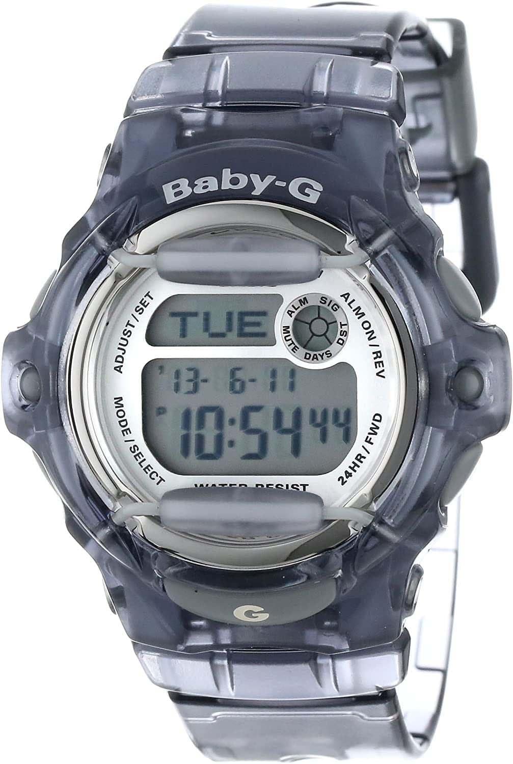 Casio BG169R-8B Women's Whale Transparent Gray Band Alarm Chronograph Baby G Shock Watch