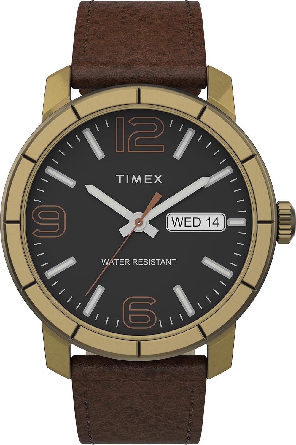 Timex Mod44 44mm Leather Strap Watch - Gold/Brown/Black