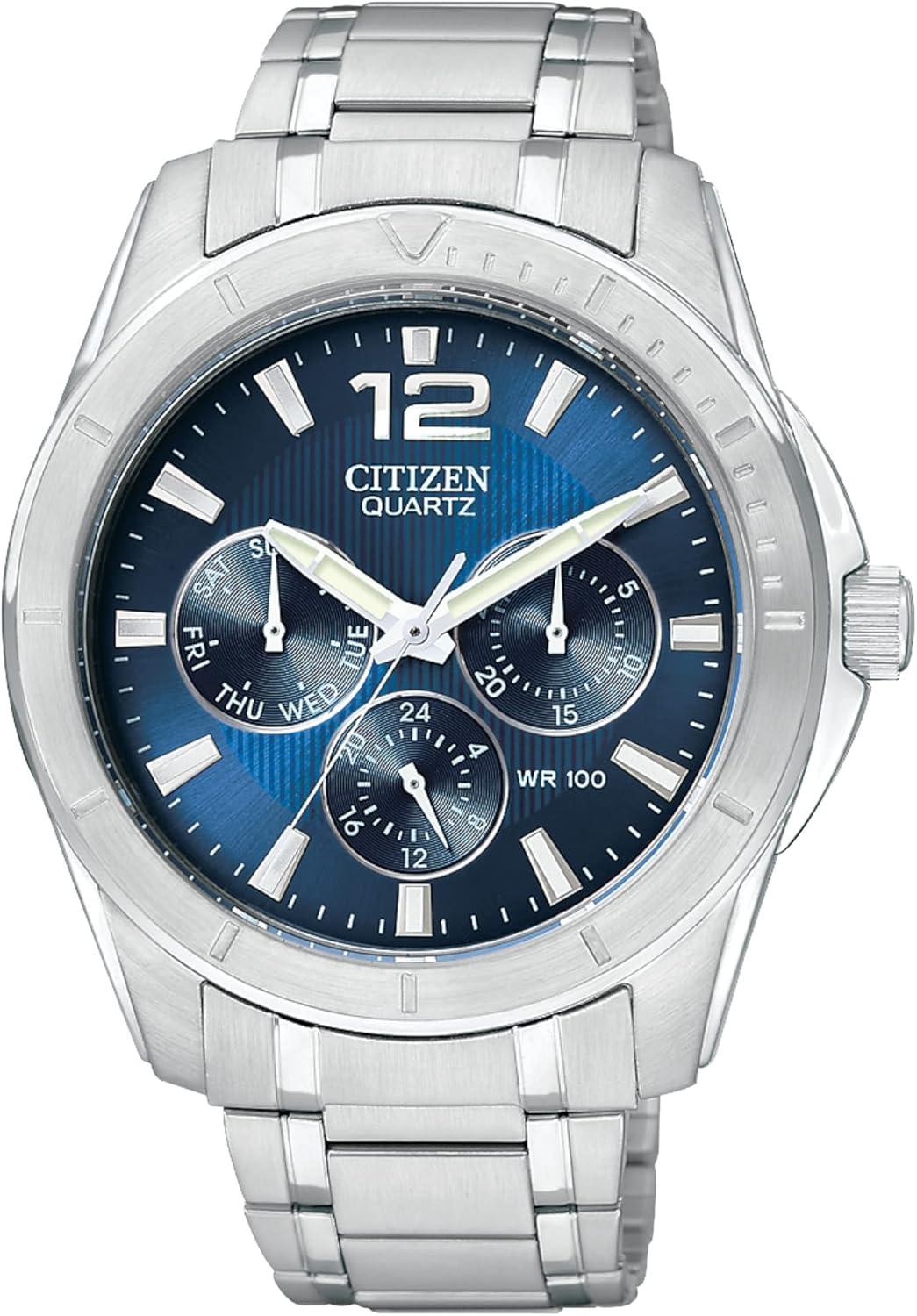Citizen Quartz Men's Watch, Stainless Steel, Classic, Silver-Tone (Model: AG8300-52L)