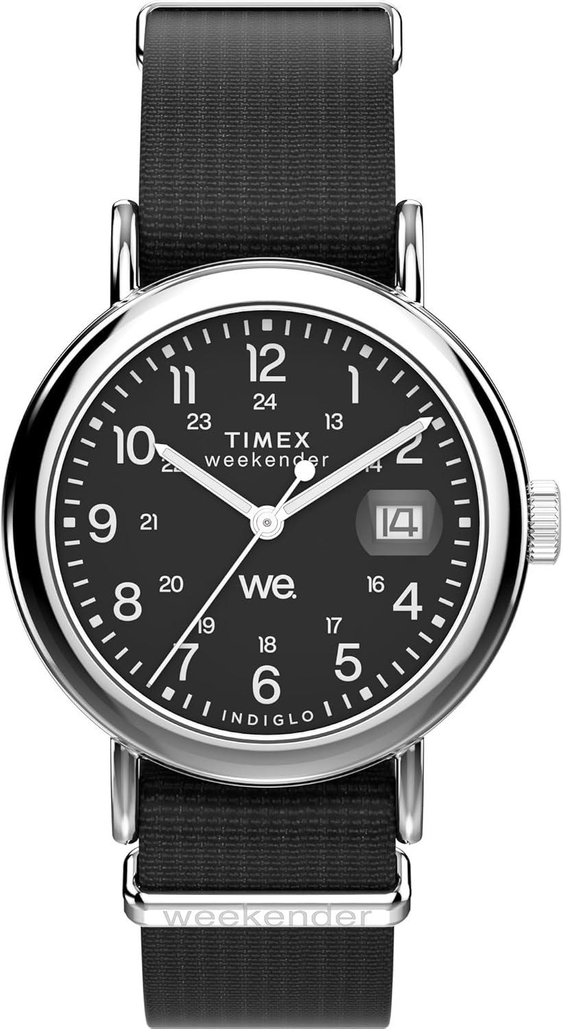 Timex Unisex Weekender 37mm Watch - Black Strap Black Dial Silver-Tone Case