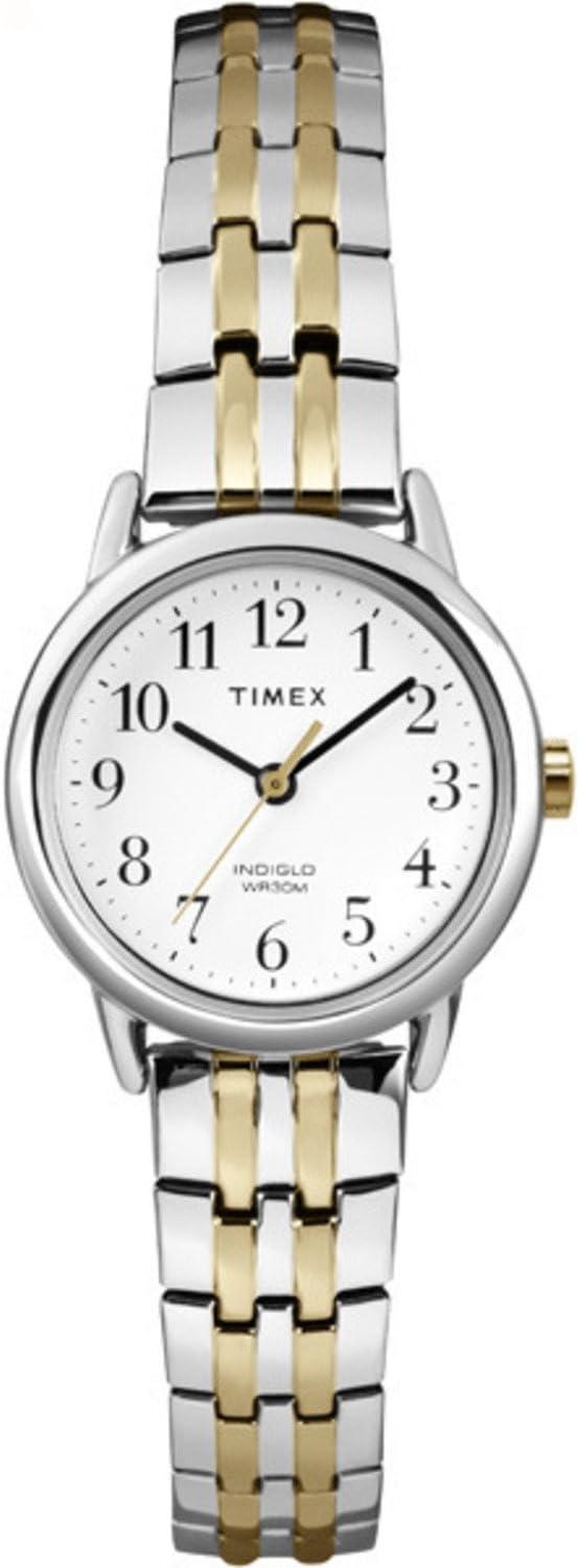 Timex Women's Easy Reader 25mm Watch – Silver-Tone Case with Two-Tone Expansion Band
