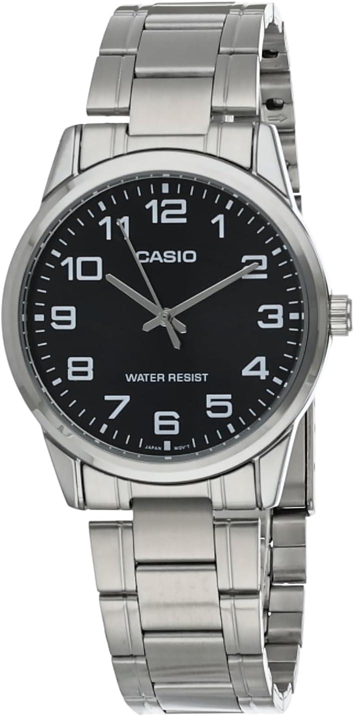Casio #MTP-V001D-1B Men's Standard Stainless Steel Easy Reader Black Dial Watch