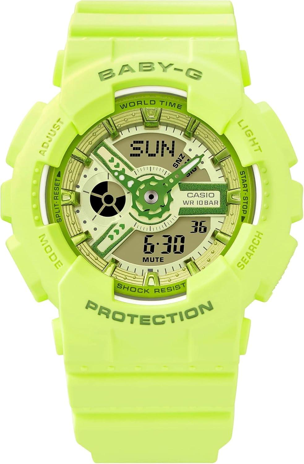 Casio Baby-G Fresh Colours Neon Green Resin Analog-Digital Watch BA-110YK-3A