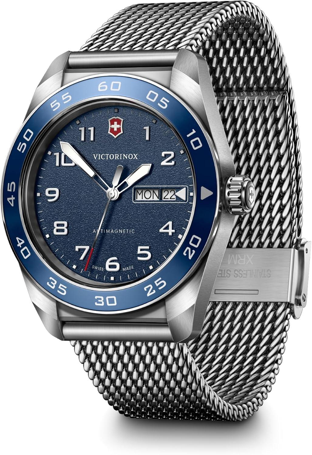 Victorinox Swiss Army Quartz Blue Dial Mesh Stainless Steel Watch 42mm - 242042