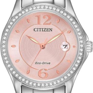 Citizen Women’s Eco-Drive Dress Classic Crystal Watch in Stainless Steel, Pink Dial