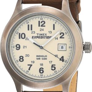 Timex Men’s T49870 Expedition Metal Field Brown Leather Strap Watch
