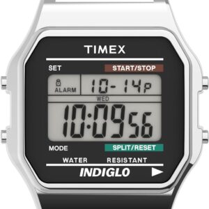 Timex Men’s T78587 Classic Digital Silver-Tone Stainless Steel Expansion Band Watch