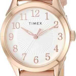 Timex Women’s TW2T66500 Briarwood 28mm Pink/Rose Gold Genuine Leather Strap Watch