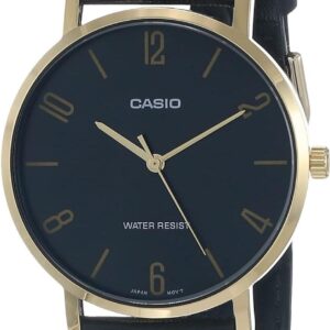 Casio MTP-VT01GL-1B2 Men’s Minimalistic Gold Tone Black Leather Watch