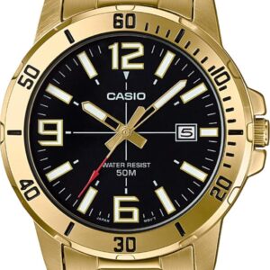 Casio MTP-VD01G-1BV Men’s Enticer Gold Tone Stainless Steel Black Dial Casual Analog Sporty Watch