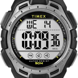Timex Men’s Digital 43mm Watch – Black Band Digital Dial Black Case