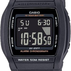 Casio Illuminator 10-Year Battery Daily Alarm Chronograph Digital Stop Watch W201-1BV