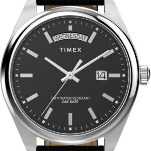 Timex Men’s Legacy 41mm Watch – Black Strap Black Dial Stainless Steel Case