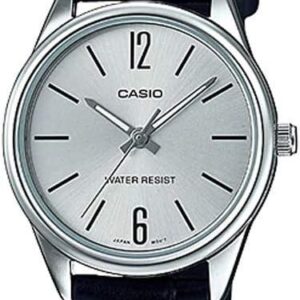 Casio LTP-V005L-7B Women’s Standard Analog Black Leather Band Silver Dial Watch