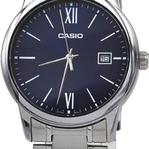 Casio MTP-V002D-2B3 Men’s Standard Analog Stainless Steel Date Roman Blue Dial Watch