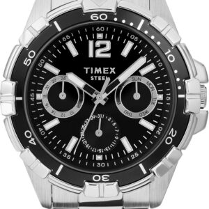 Timex Men’s Dress Multi-Function 45mm Watch – Stainless Steel & Black Dial