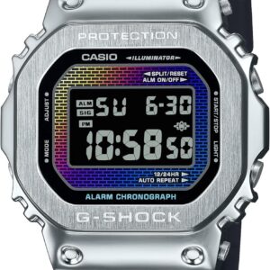 Casio G-Shock Silver and Black Rainbow Brick Wall Digital Watch GM5600RW-1