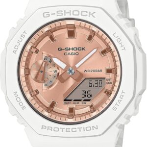 G-Shock Casio Analog-Digital Pink Gold-Tone Dial White Resin Strap Watch – GMAS2100MD-7A