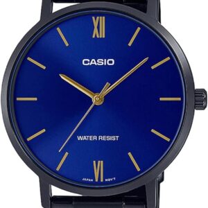 Casio MTP-VT01B-2B Men’s Minimalistic Black IP Stainless Steel Blue Dial Watch
