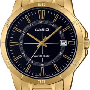 Casio Quartz Black Dial Gold Stainless Steel Men’s Watch MTP-V004G-1CUDF