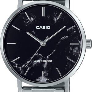 Casio MTP-VT01DM-1A Men’s Stainless Steel Minimalistic Black Marbled Dial Watch