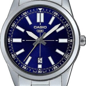 Casio MTP-VD02D-2E Men’s Stainless Steel Blue Dial 3-Hand Analog Sporty Watch