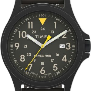 Timex Men’s Expedition Acadia 40mm Watch – Gunmetal Strap Green Dial Black Case