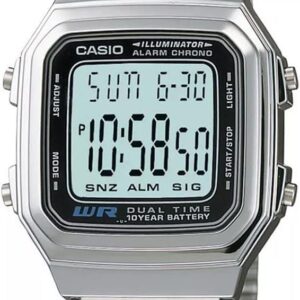Casio A178W-1A Men’s Vintage Silver Tone Band Alarm Chronograph Digital Watch