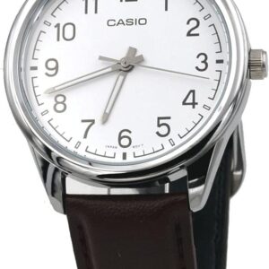 Casio MTP-V005L-7B4 Men’s Brown Leather Band White Numbers Dial Casual Analog Watch