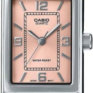 Casio LTP-1234DD-4A Women’s Rectangular Standard Classic Stainless Steel Pink Dial Dress Watch