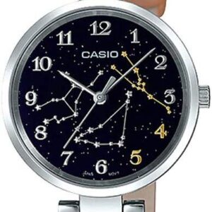 Casio LTP-E11L-5A1 Women’s Leather Band Black Taurus Zodiac Motif Dial Analog Watch