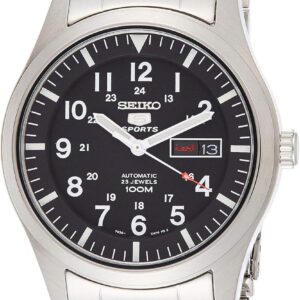 Seiko 5 Automatic Black Dial Stainless Steel Men’s Watch SNZG13